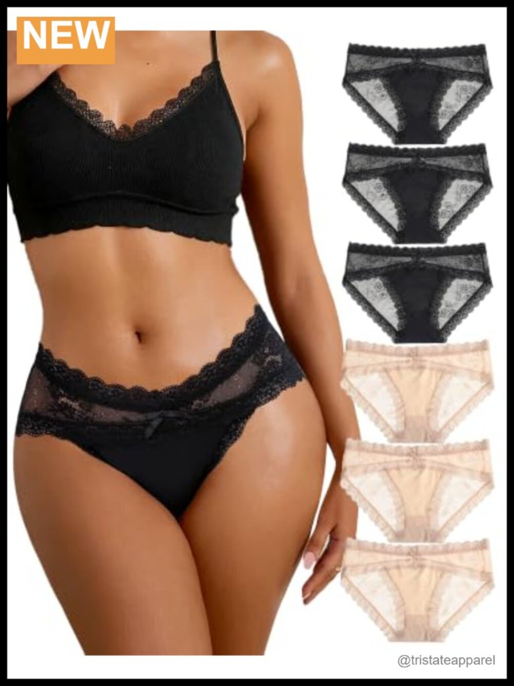 LEVAO Cheeky Bikini Lace Panties 6 Pack Nylon Elastane Stretch Underwear